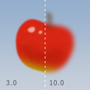 ぼかし(ガウス) 半径3.0pixel(左)と半径10.0pixel(右)の比較