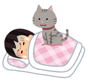 睡眠中に体の上にネコが乗って寝苦しい